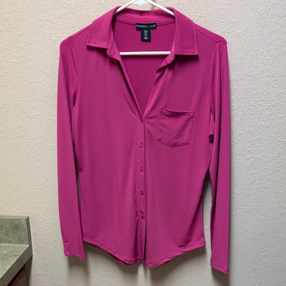 Sincerely Jules Fuchsia Button-Up Blouse